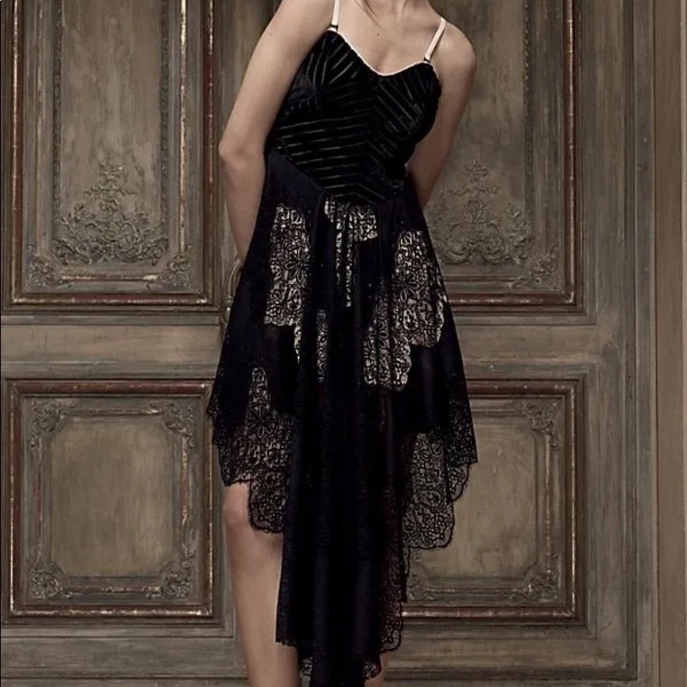 NWOT Free People Dark Fairy Midi Dress Velvet Lace Size 2